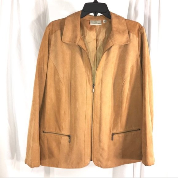 ClassicDesign Tan Suede-like Washable Jacket sz 20 - Picture 4 of 8